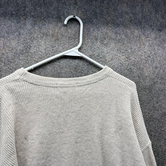 Eddie Bauer Sweater Mens Medium Beige Waffle Knit Crewneck 100% Cotton USA - Picture 8 of 12